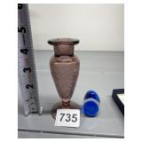 PURPLE AMETHYST ETCHED PERFUME BOTTLE, GLASS EGG