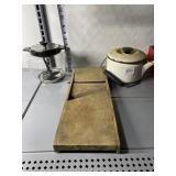 FOOD SLICER, PORCELAIN TEAPOT, GLASS COFFEE POT