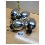 VINTAGE MERCURY GLASS CHRISTMAS ORNAMENTS X 4