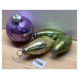 VINTAGE MERCURY GLASS CHRISTMAS ORNAMENTS X 4