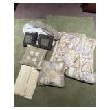 QUEEN BED SKIRT, PILLOW COVERS AND "G" PILLOWS