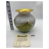 LUNDBERG STUDIOS ART GLASS MAGNOLIA FEATHER HEART