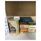 TINS INCLUDING GINGER, FISHEL TIN
