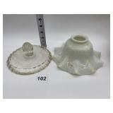 RUFFLE RIM LAMP SHADE, GLASS LID