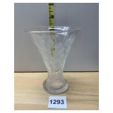 FLOWER ETCHED DESIGN VASE 5.25 " HIGH