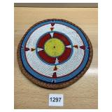 NATIVE AM. ROSETTE 8" BEADED LEATHER BACK