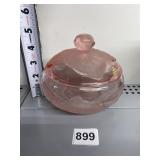 VIKING GLASS PINK FROSTED CANDY DISH