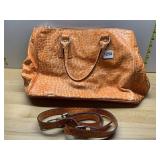 VERA PELLE MADE IN ITALY HANDBAG ORANGE WHITE