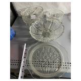 GROUP OF CLEAR GLASS BOWLS AND PLATE