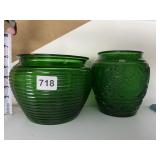 GREEN RIBBED BOWLS NATIONAL POTTERS