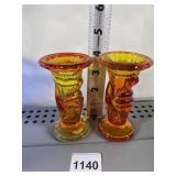 AMBERINA PAIR OF HAND WRAPPED VASES