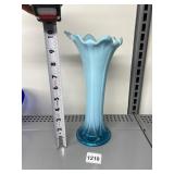 FENTON BLUE SWUNG GLASS 7" VASE