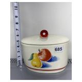 HARKER POTTERY COVERED BEAR/APPLE OVAL JAR