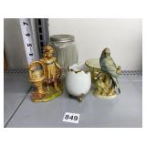 GLASS TEA JAR, BIRD STATUE ETCETERA