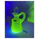 VASELINE HOBNAIL URANIUM GLASS CRUET