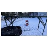 LARGE STORAGE RACK WITH WOOD TOP VERY STURDY 96