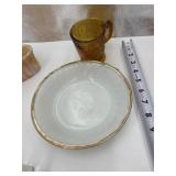 FIRE KING BOWL AND AMBER MUG