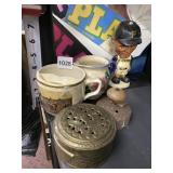 SAVING MUG, BRASS SCENT BOX