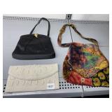 BEADED EVENING BAG, BLACK EVENING BAG, FABRIC