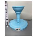 BLUE GLASS CANDLE HOLDER 5 1/2 " HIGH
