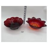 2 RUBY GLASS BOWLS
