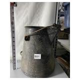 LARGE ANTIQUE ENAMEL GRAY PITCHER