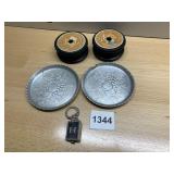 EMPTY FISHING LINE SPOOLS, SWANK H KEY CHAIN,