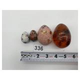 ENAMELED EGGS, GLASS AMBER EGG