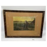 MOTHER AND SON UNDER GLASS PRINT SIGNED LOWER