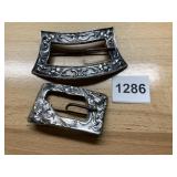 2 VINTAGE BUCKLES STERLING FRONTS