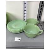 FIRE KING JADEITE JANE RAY CUP/SAUCERS ONLY 2