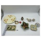 HALLL PLATE, PAIR BIRDS PORCELAIN, CAPODIMONTE