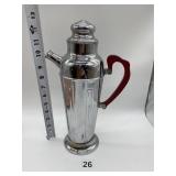 ART DECO CHROME DRINK SHAKER W/ BAKELITE HANDLE