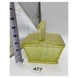 WESTMORELAND VASELINE URANIUM GLASS PICNIC BASKET