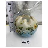 HAND PAINTED BRISTOL ROSE BOWL WITH GROUND PONTIL