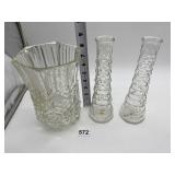 FRANCE BLAST PITCHER AND TWO BUD VASES