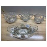 WHEEL ETCHED CREAMER SUGAR , PATTERING GLASS NOVO