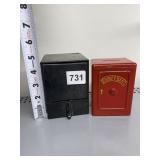 RED THRIFT BANK AND BLACK TIN BANK