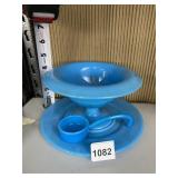 ANTIQUE CAMBRIDGE BLUE  OPALINE PEDESTAL BOWL