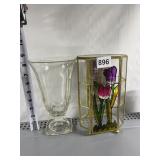 GLASS MINIATURE CURIO CABINET AND 8-INCH-HIGH