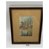 WALLACE NUTTING LAKESIDE SCENE HAND COLORED