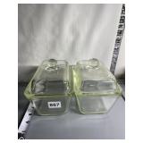 TWO COVERED GLASS BAKING DISHES