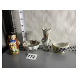 OCCUPIED JAPAN RIBBED VASE, GERMAN BASKET, NIPPON