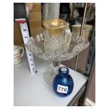 BLUE WEIGHTED PERFUME, PEDESTAL RUFFLE EDGE