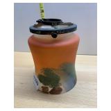 HAND PAINTED CLIP-ON RAMP SHADE ORANGE WITH