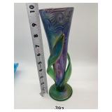 IRIDESCENT BLOWN GLASS - UNUSUAL ART GLASS VASE