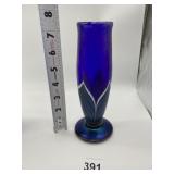ART GLASS VASE # ON BOTTOM PULLED FEATHER VASE