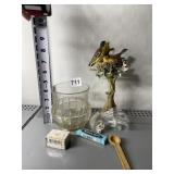 GLASS DISH, BLACKJACK CHEWING GUM, BIRDS IN NEST