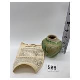 NEMADJI POTTERY VASE WITH PAPER ON HISTORY
