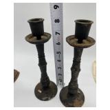 PAIR OF CAST IRON CANDLESTICKS